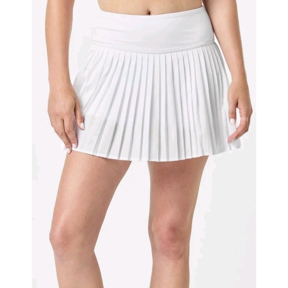 NEW Fabletics Hot Shot Pleated Tennis Skirt Skort Womens Sz XL White‎ Pockets